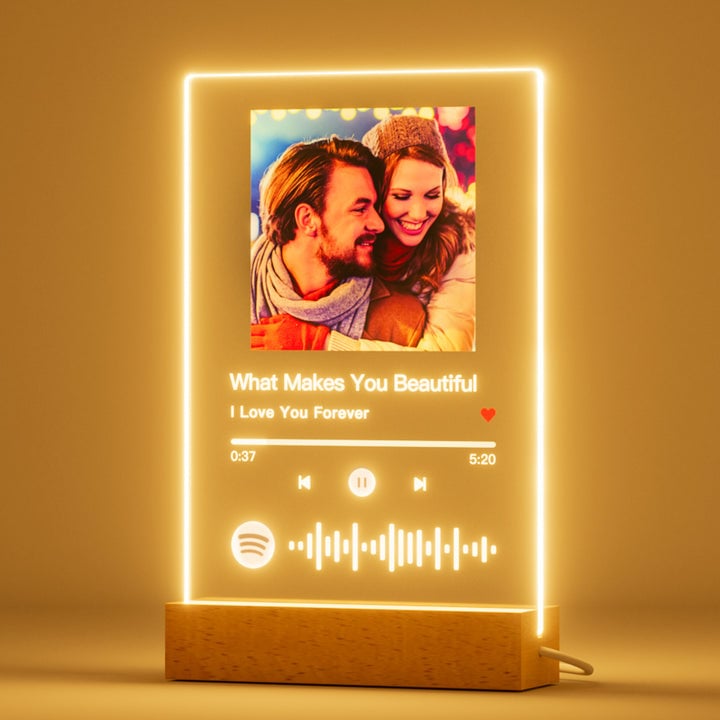 Custom Spotify Plaque Anniversary Ideal Gifts for Him - Spotify Glass Plaque Birthday Gifts for Women - Personalized Acrylic Song with Photo Music Plaque