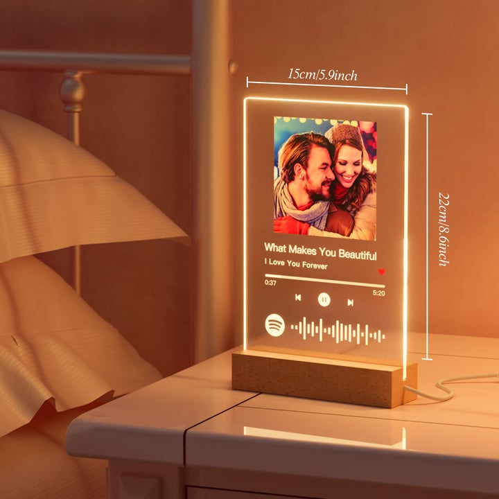 Custom Spotify Plaque Anniversary Ideal Gifts for Him - Spotify Glass Plaque Birthday Gifts for Women - Personalized Acrylic Song with Photo Music Plaque