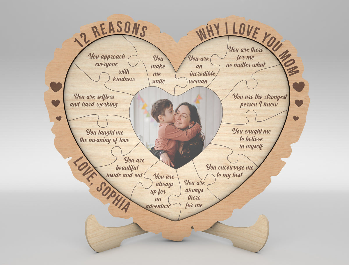 12 Reasons Why I Love You Mom Heart, First Mom Now Grandma Gift, Grandma Garden, Mothers Day Gifts