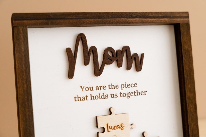 Wooden Mom Puzzle, Mom Puzzle Sign, Gift From Daughter, Mothers Day Puzzle, Grandma Frame, Mom Birthday, Unique Gift For Her