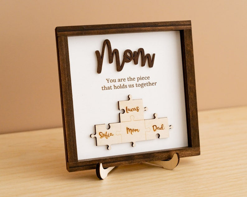 Wooden Mom Puzzle, Mom Puzzle Sign, Gift From Daughter, Mothers Day Puzzle, Grandma Frame, Mom Birthday, Unique Gift For Her