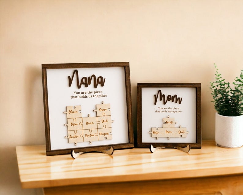 Wooden Mom Puzzle, Mom Puzzle Sign, Gift From Daughter, Mothers Day Puzzle, Grandma Frame, Mom Birthday, Unique Gift For Her