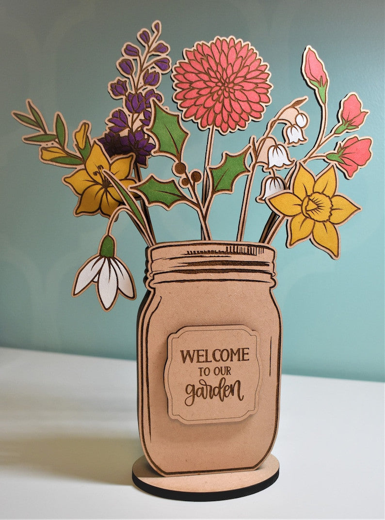 Wooden Birth Month Flower, Thoughtful Gift for Her, Individual Birth Flower, Celebrates Special Day with a Personalized Birth Flower Gift