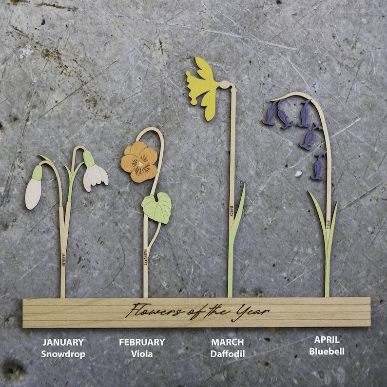 Personalized Wooden Family Birth Flowers of the Year, Custom Wooden Plaque Birth Month Flower, Mother's Day Gifts, Gifts For Nana Mimi Gigi