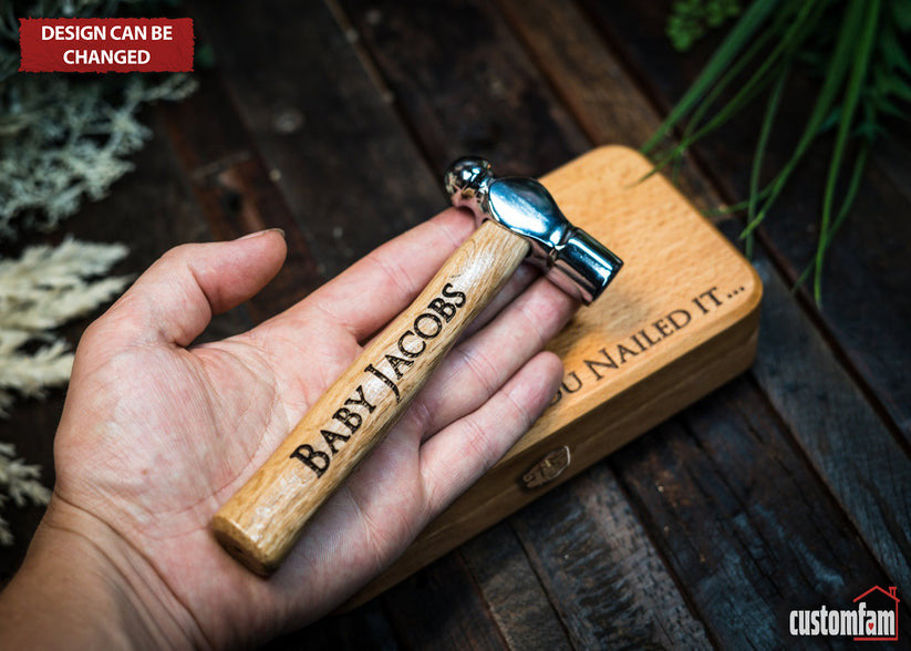 Personalized Mini Hammer in Wooden Gift Box, Pregnancy Announcement Gift