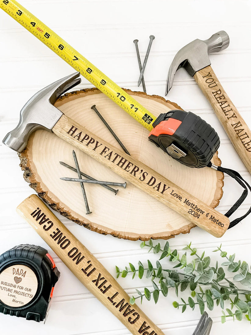 Personalized Tape Measure And Engraved Hammer Gift Idea For Him, Fathers Day Gift for Papa