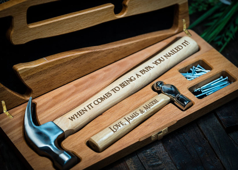When It Comes To Being A Papa Personalized Engraved Hammer Father's Day Gift Ideas, Wooden Box And Nails Set, Gifts For Dad