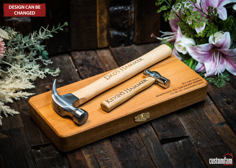 Custom Father & Child Engraved Hammer Gift Set, The Best Gifts for New Dads, Gifts For Dad