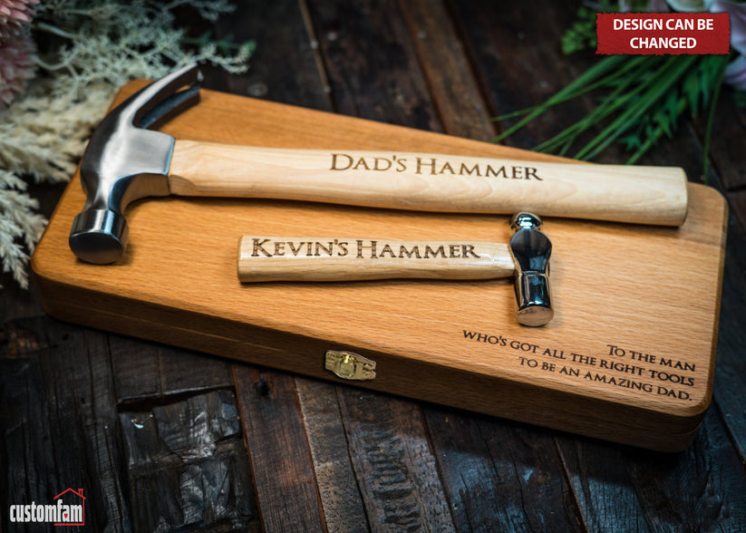 Custom Father & Child Engraved Hammer Gift Set, The Best Gifts for New Dads, Gifts For Dad