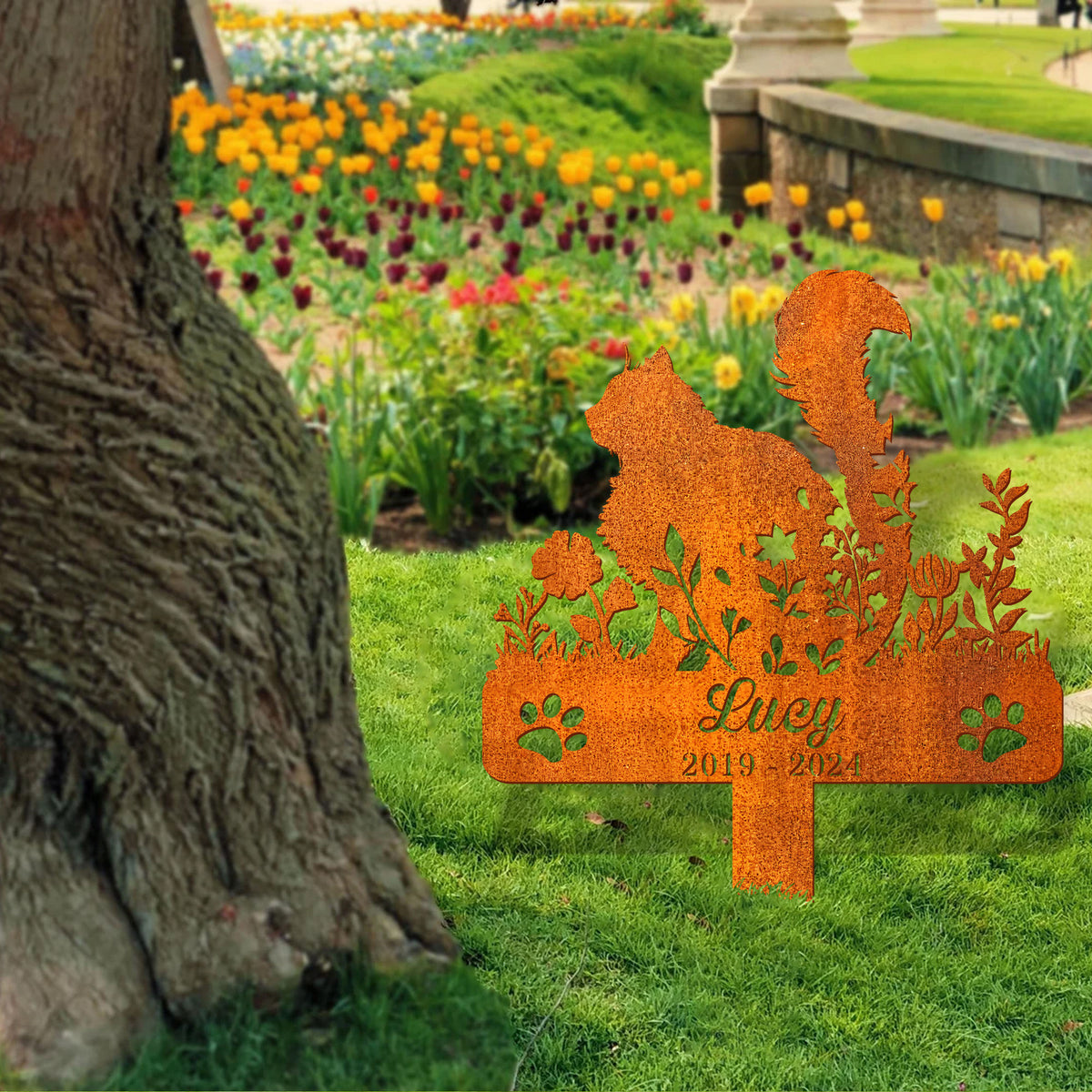 Personalized Fluffy Cat Memorial Stake, Cat Loss, Cat Lover Gift, Cat Grave Markers, Pet Grave Markers, Remembrance Stake, Metal Fluffy Cat Sign
