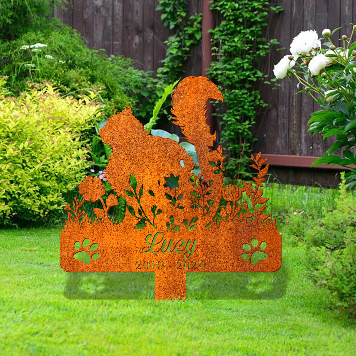 Personalized Fluffy Cat Memorial Stake, Cat Loss, Cat Lover Gift, Cat Grave Markers, Pet Grave Markers, Remembrance Stake, Metal Fluffy Cat Sign