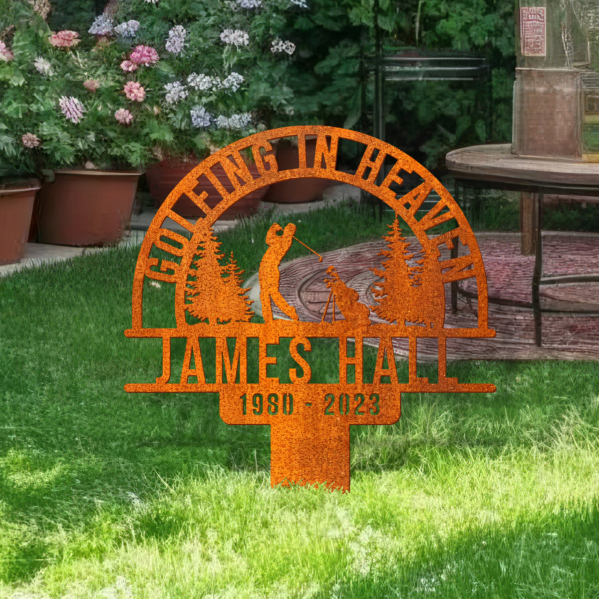 Personalized Golf Memorial Stake, Golfer Name Sign Golfer Name Metal Stake, Golfing In Heaven, Sympathy Sign, Grave Marker, Golfer Loss, Dad Loss
