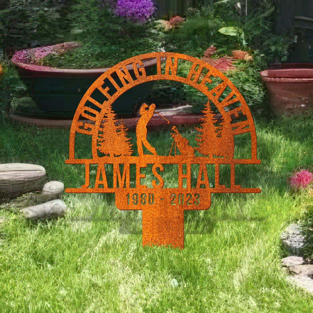Personalized Golf Memorial Stake, Golfer Name Sign Golfer Name Metal Stake, Golfing In Heaven, Sympathy Sign, Grave Marker, Golfer Loss, Dad Loss