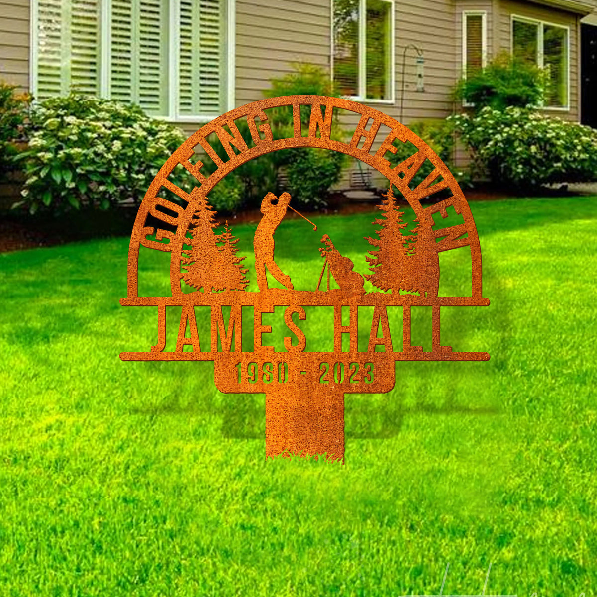 Personalized Golf Memorial Stake, Golfer Name Sign Golfer Name Metal Stake, Golfing In Heaven, Sympathy Sign, Grave Marker, Golfer Loss, Dad Loss