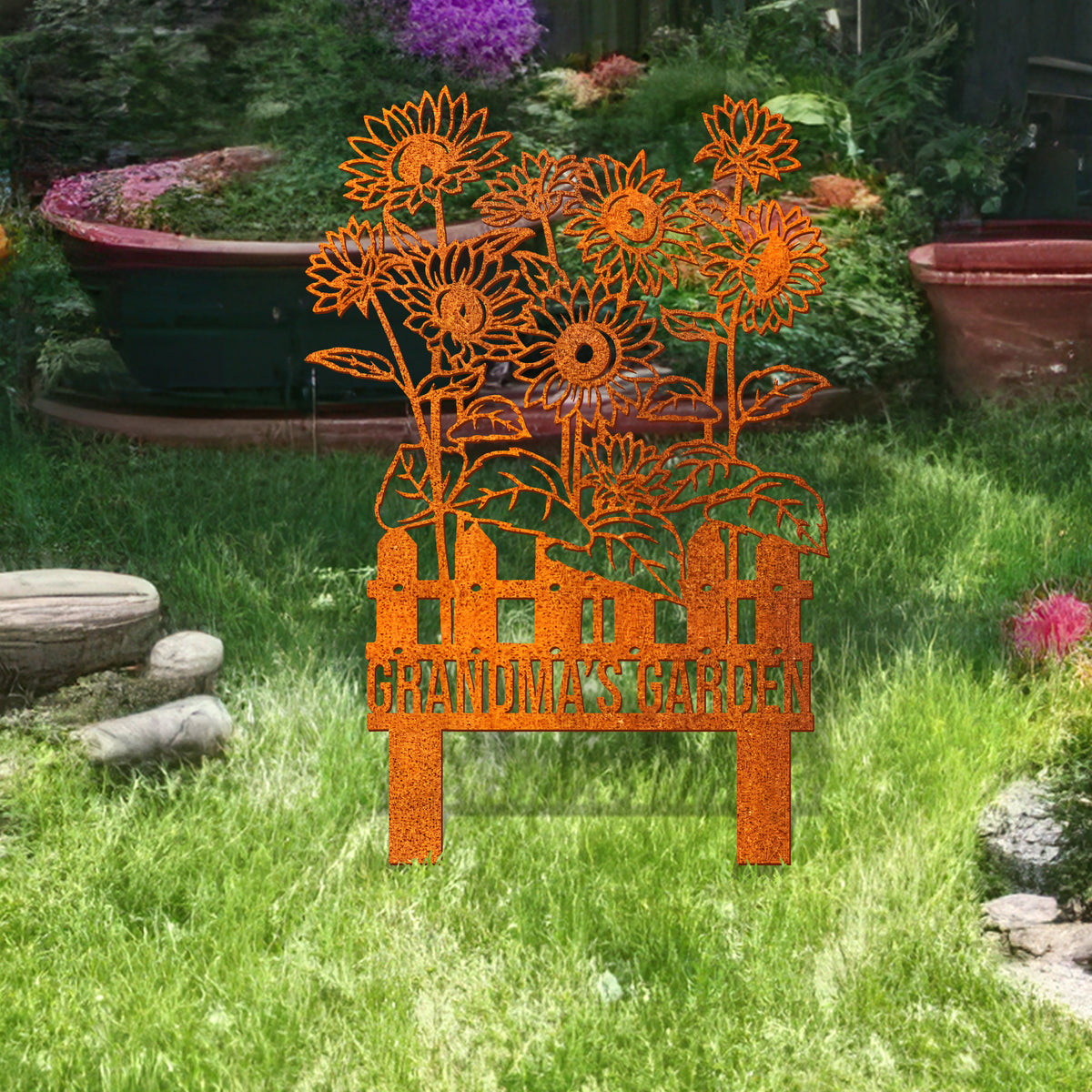 Custom Sunflower Garden Stake, Personalized Garden Name Sign, Sunflower Garden Art, Grandma Garden Decor, New Home Gift, Sunflower Lover