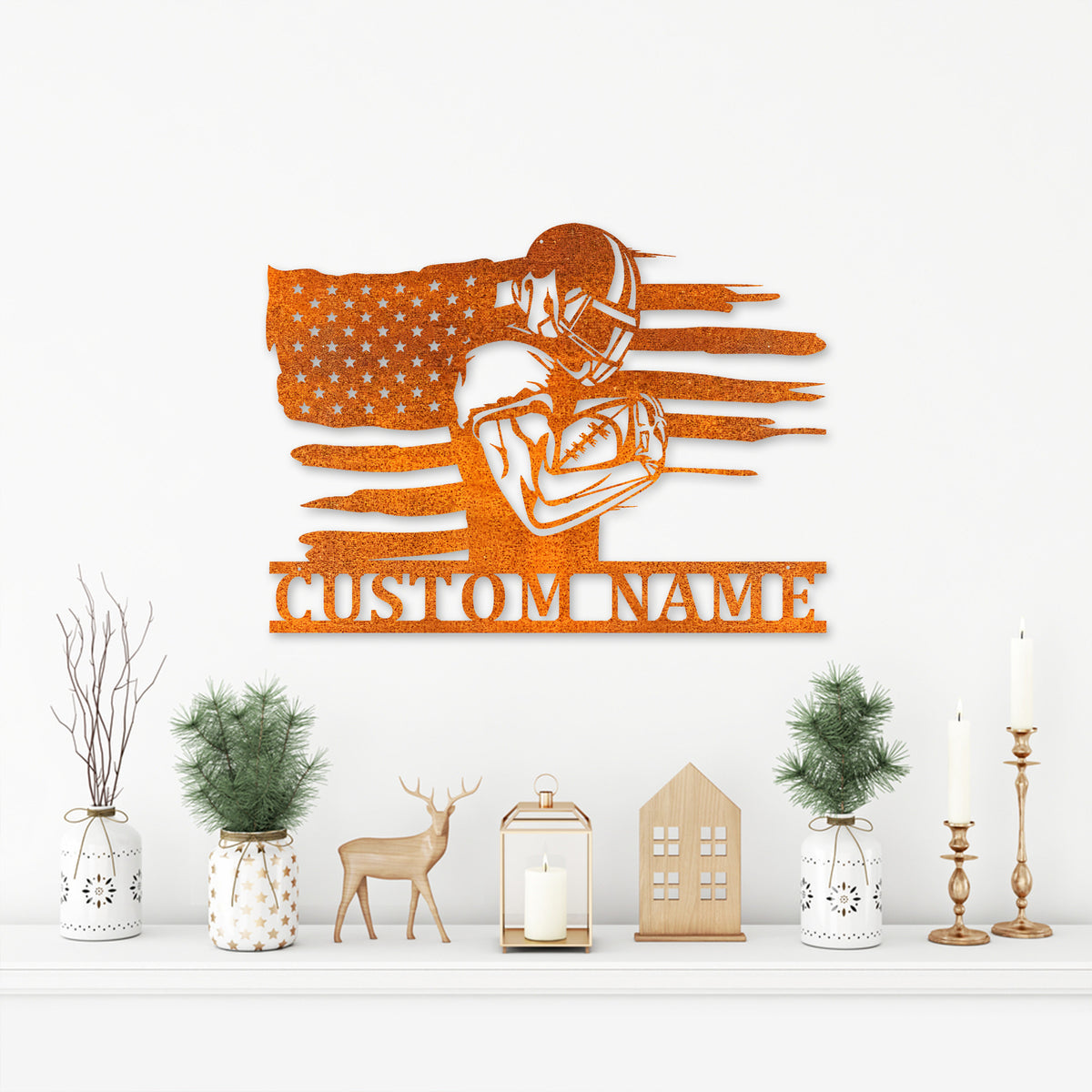 Custom American Football Metal Sign, Football Player Name Sign, Football Coach Gift, Boys Room Decor, Football Metal Wall Art, Birthday Gift