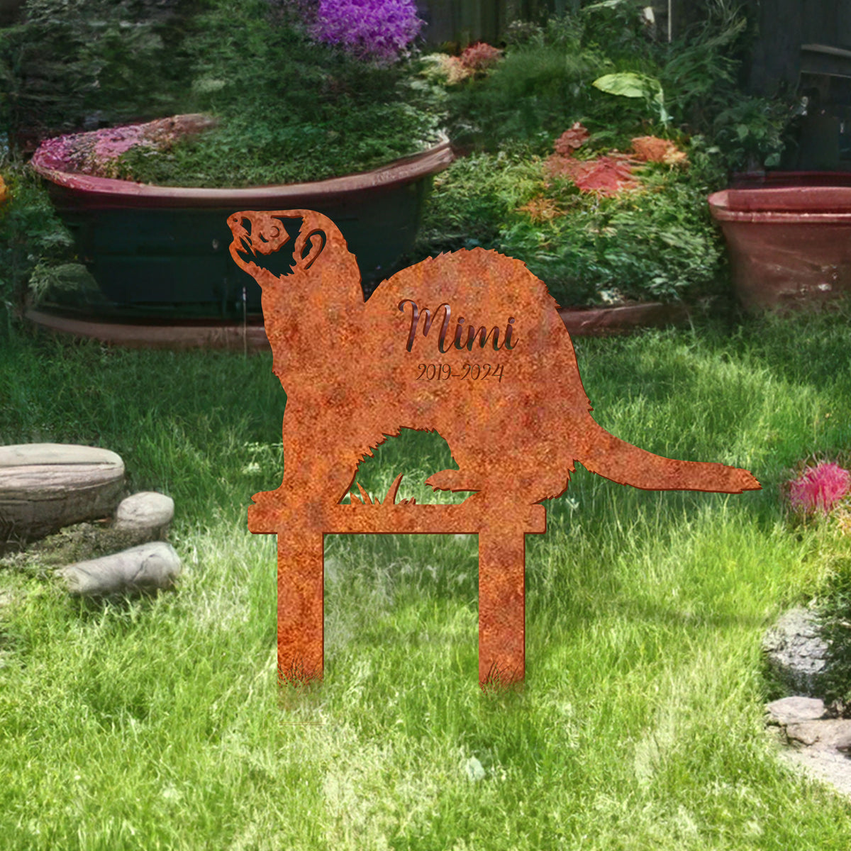 Custom Ferret Memorial Stake Personalized Metal Ferret Sign For Garden Ferret Grave Marker Ferret Name Sign Ferret Lover Gift Ferret Loss