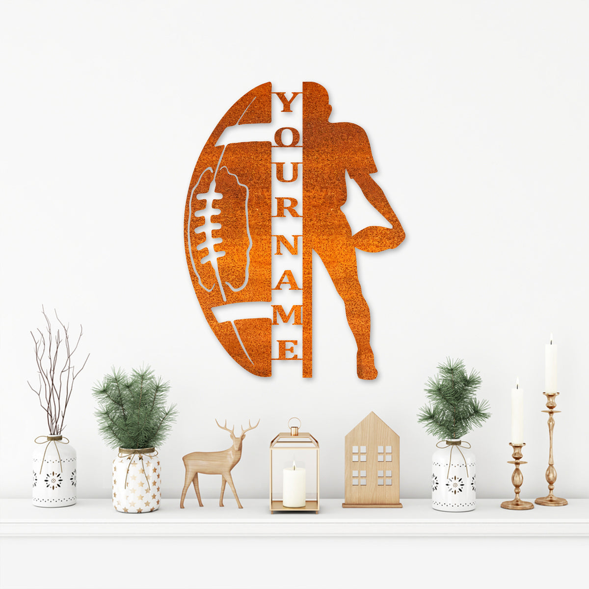 American Football Metal Custom Football Player Metal Wall Art Led Light, Football Name Sign, Birthday Gift For Son, Kid Room Decor, Home Decor