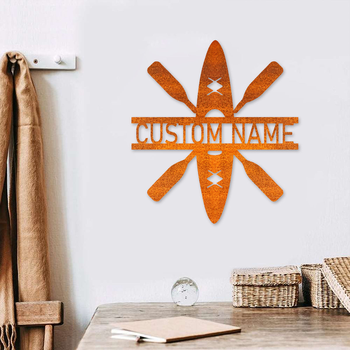 Personalized Kayak Metal Wall Art, Custom Kayak Monogram Sign, Kayak Lover Gift, Lake House Sign, Housewarming Gift, Home Decor, Beach House