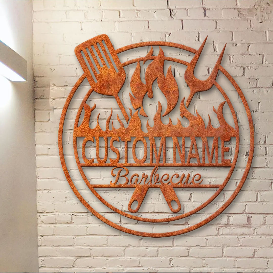 Personalized Metal Grilling Sign Led Lights, Custom Bbq Sign, Dad's Bar & Grill Metal Wall Art, Bbq Decor, Grilling Gift For Dad, Father's Day