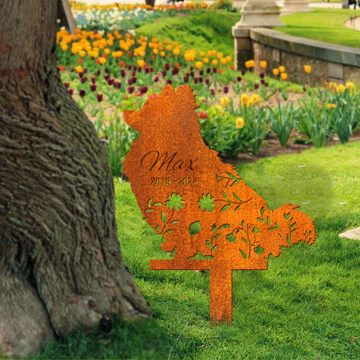 Custom Dog Memorial Stake, Personalized Pomeranian Metal Stake, Garden Sign, Garden Metal Decor, Dog Memorial Gift, Pet Loss Gift