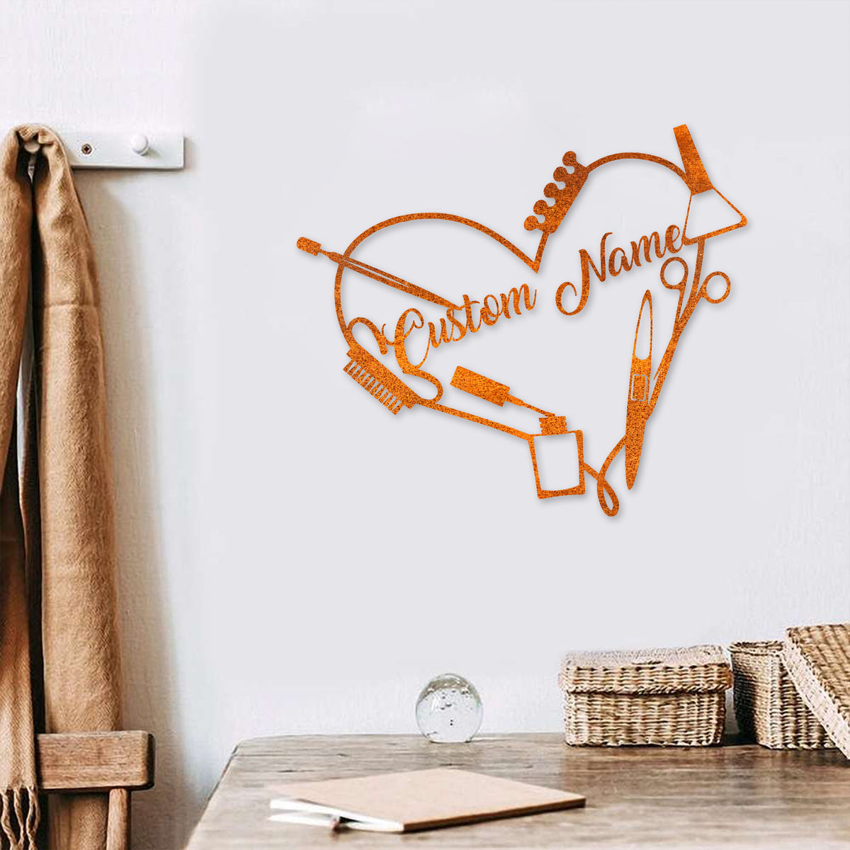 Custom Nail Tech Metal Wall Art Led Light Nail Beauty Salon Decoration Personalized Nail Tools Shop Name Sign Home Decor Birthday Gift