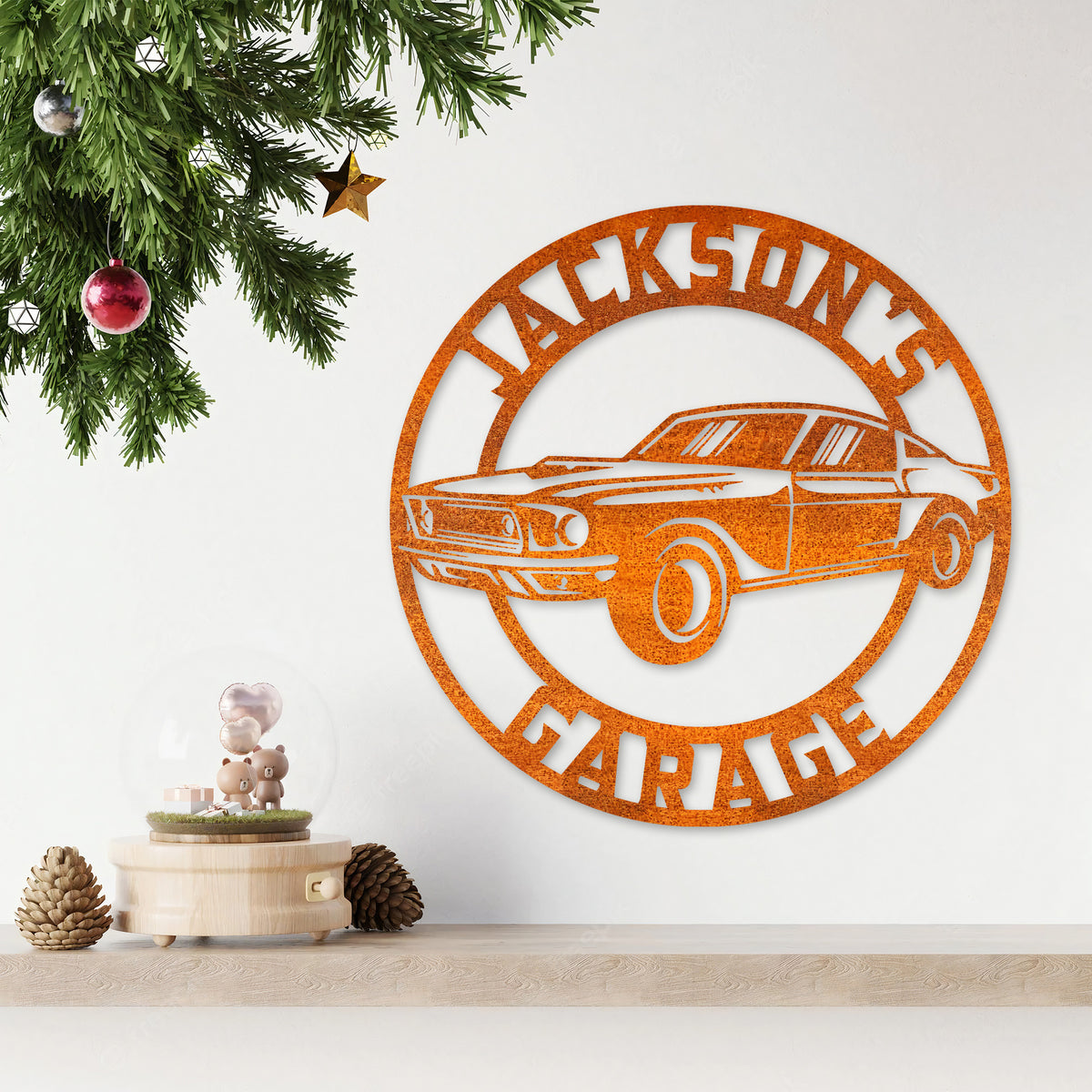 Custom Garage Metal Wall Art Led Light Muscle Car Sign Personalized Classic Muscle Car Name Sign Home Decor Mechanic Repair Birthday Gift
