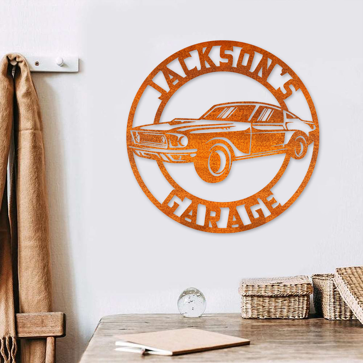 Custom Garage Metal Wall Art Led Light Muscle Car Sign Personalized Classic Muscle Car Name Sign Home Decor Mechanic Repair Birthday Gift