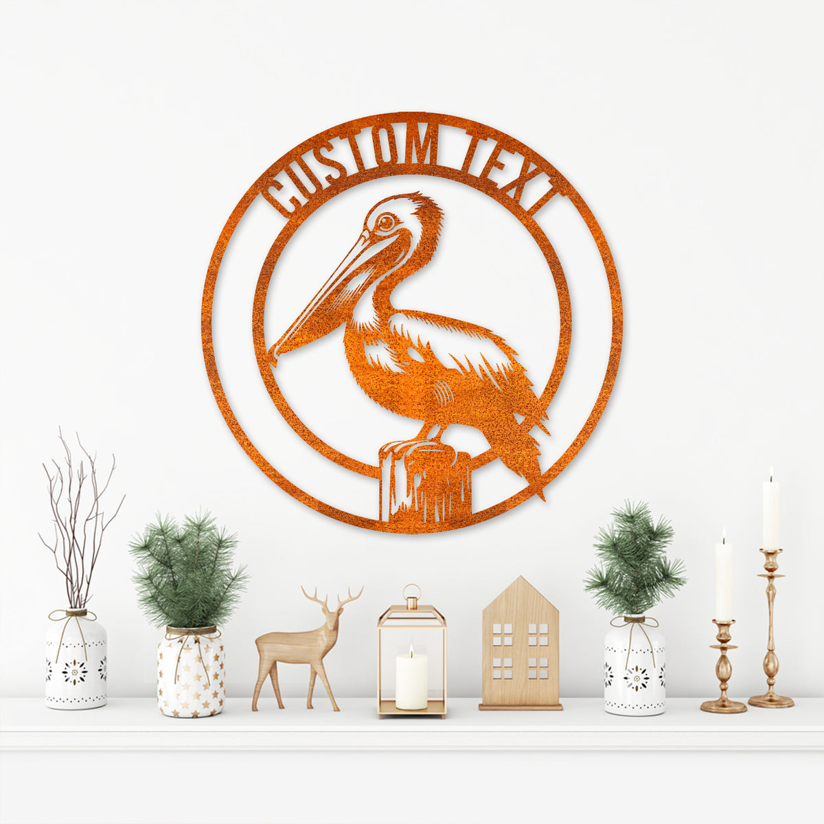 Custom Pelican Metal Sign, Pelican Metal Wall Art, Personalized Pelican Lover Name Sign, Pelican Decor, Beach House Sign, Birthday Gift