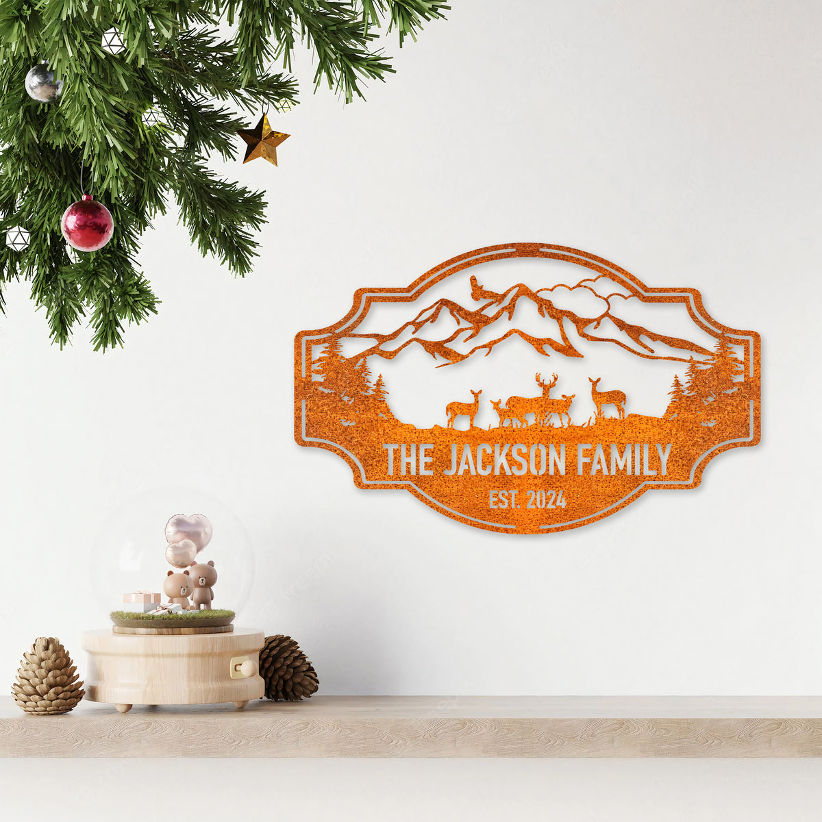 Personalized Family Deer In Forest Metal Sign Custom Metal Deer Sign Metal Outdoor Signs, Deer Hunter Sign, Metal Camping Sign Dad Gift