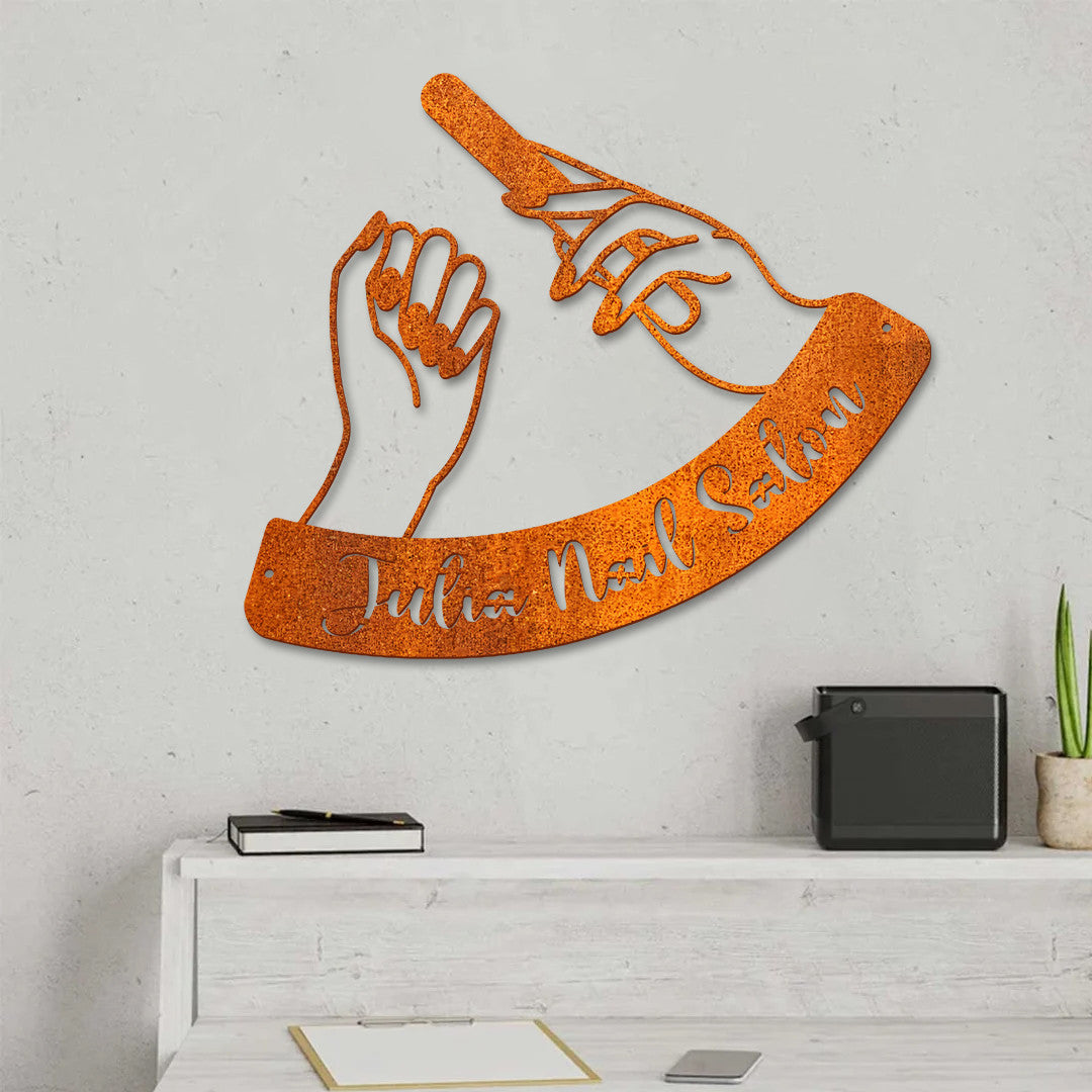 Personalized Nail Salon Metal Wall Art Led Lights, Shop Owner Gift, Birthday Gift, Custom Nail Salon Name Sign, Beauty Salon Sign, Gift For Her