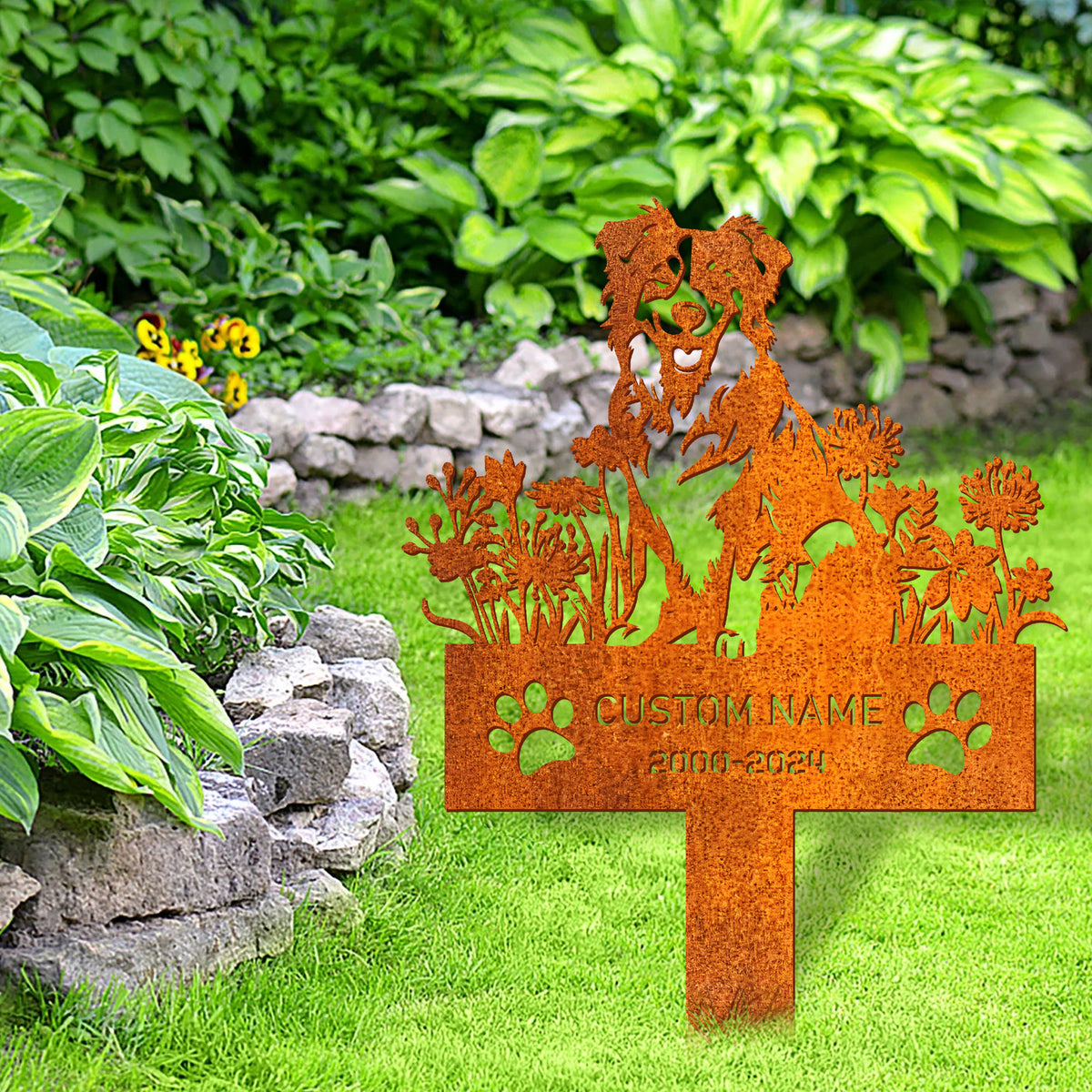 Personalized Australian Shepherd Dog Memorial Stake, Dog Name Sign, Sympathy Sign, Pet Grave Marker, Remembrance Stake, Dog Loss, Outdoor Decor