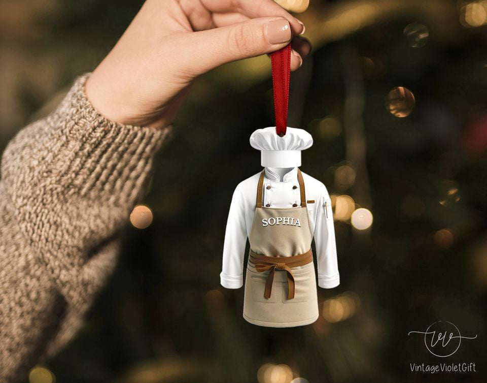 Personalized Chef Ornament, Decor Ornament Hanging Tree Christmas