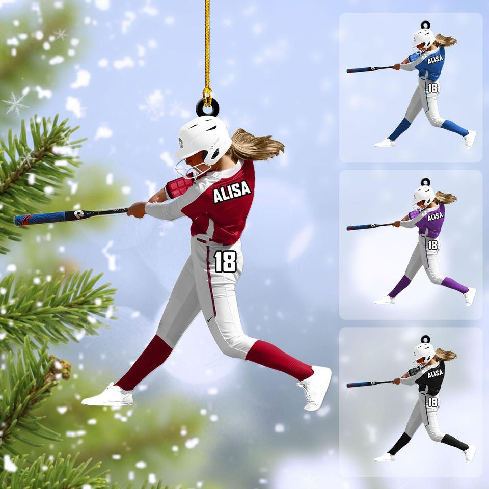 Personalized Softball Baseball Acrylic Ornament, Custom Name & Number Sports Gift, Chritmas For Home Decor, Christmas Ornament 2025