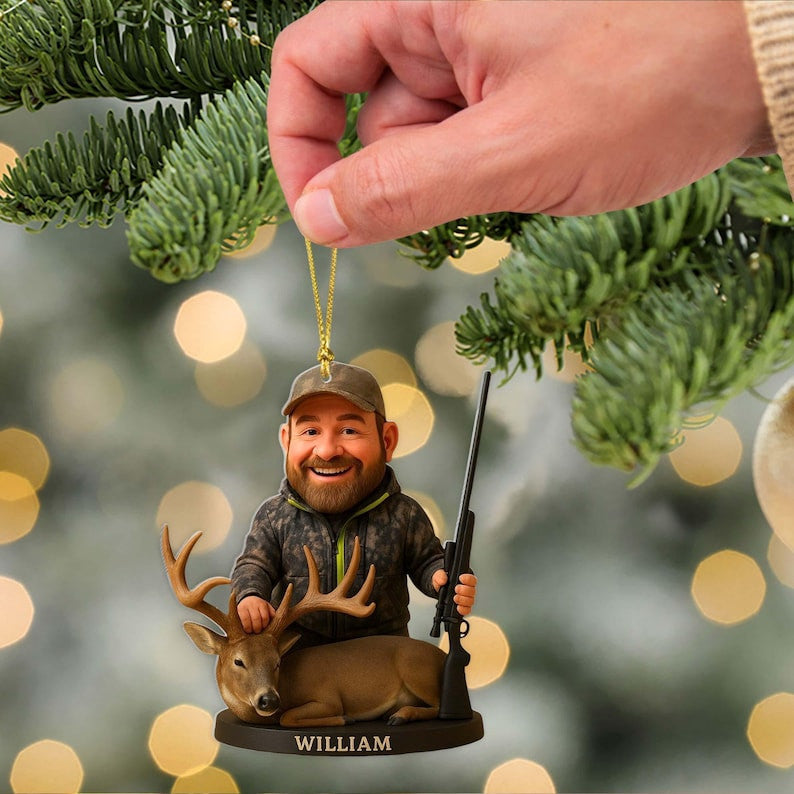 Personalized Hunting Christmas Ornament, Custom Hobby Photo Ornament, Hunting Christmas Gift, Hunter Gift, Gift For Grandpa, Dad, Husband