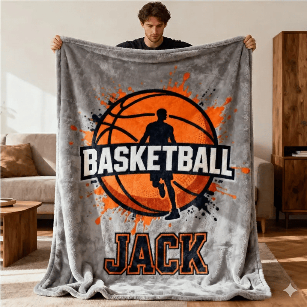 Personalized Basketball Lover's Blanket with Custom Name for Players and Fans