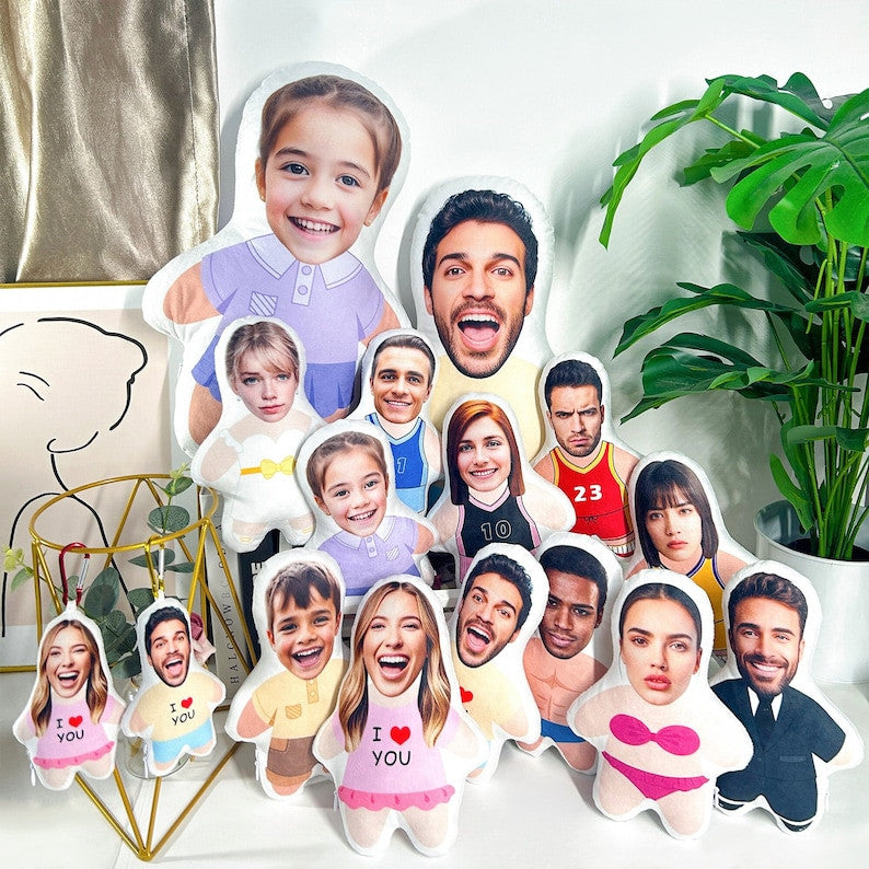 Custom Photo Doll Pillow, Personalized Mini Body Cushion from Your Picture, Cute Custom Gift for Couples, Family & Kids