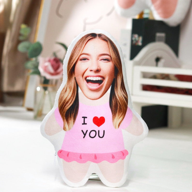 Custom Photo Doll Pillow, Personalized Mini Body Cushion from Your Picture, Cute Custom Gift for Couples, Family & Kids