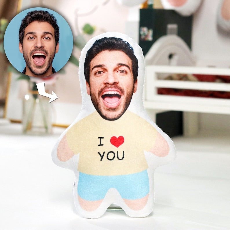 Custom Photo Doll Pillow, Personalized Mini Body Cushion from Your Picture, Cute Custom Gift for Couples, Family & Kids