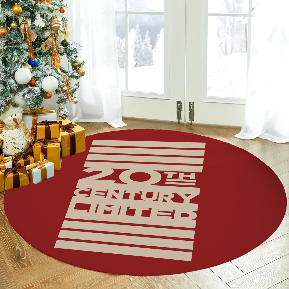 20th Century Limited Style Round Area Rug, Vintage Railroad Circle Rug, Home Decor for Living Room Entryway, Gift for Train Lovers