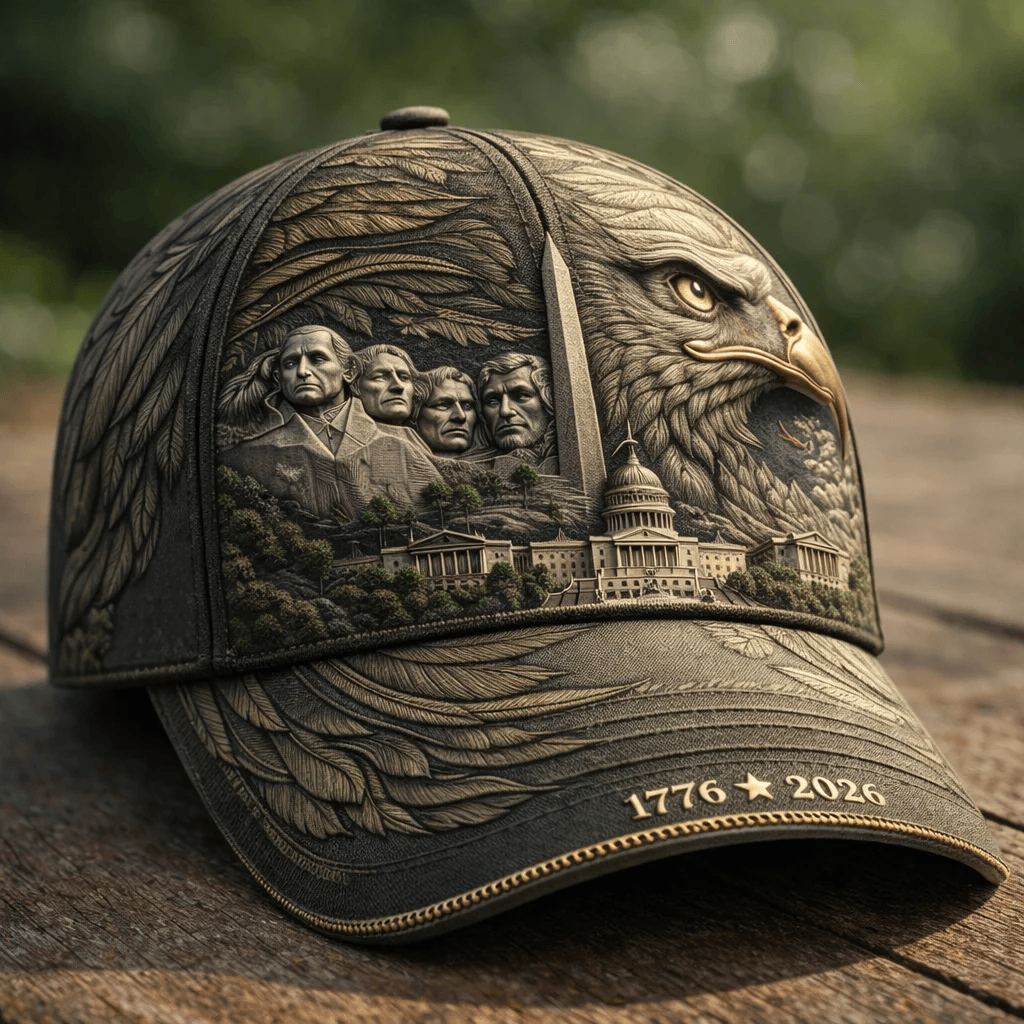1776โ2026 Patriotic American Eagle Printed Hat, Mount Rushmore USA Cap, 250th Anniversary Freedom Gift
