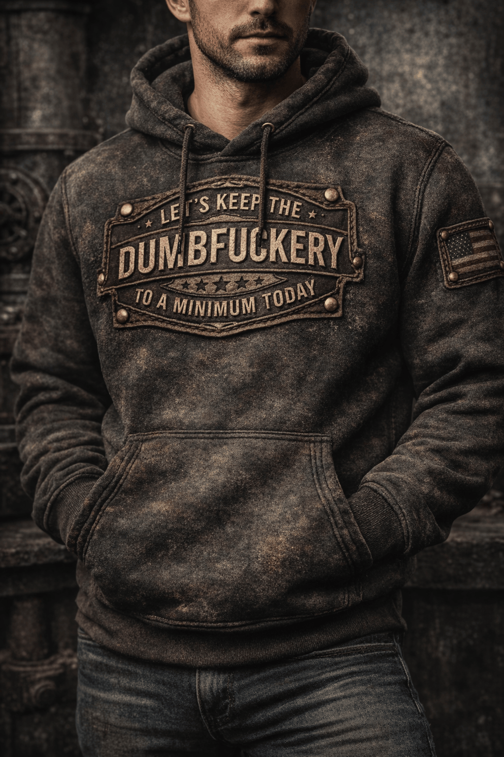 Let’s Keep the Dumbfuckery to a Minimum Today Hoodie, Funny Vintage Men Hoodie, Sarcastic Humor Gift for Dad Men