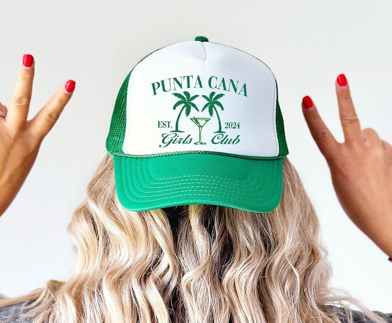 Punta Cana Girls Club Trucker Hat, Personalized Beach Trip Hat, Custom Girls Vacation Cap, Bachelorette Party Gift, Tropical Summer Hat