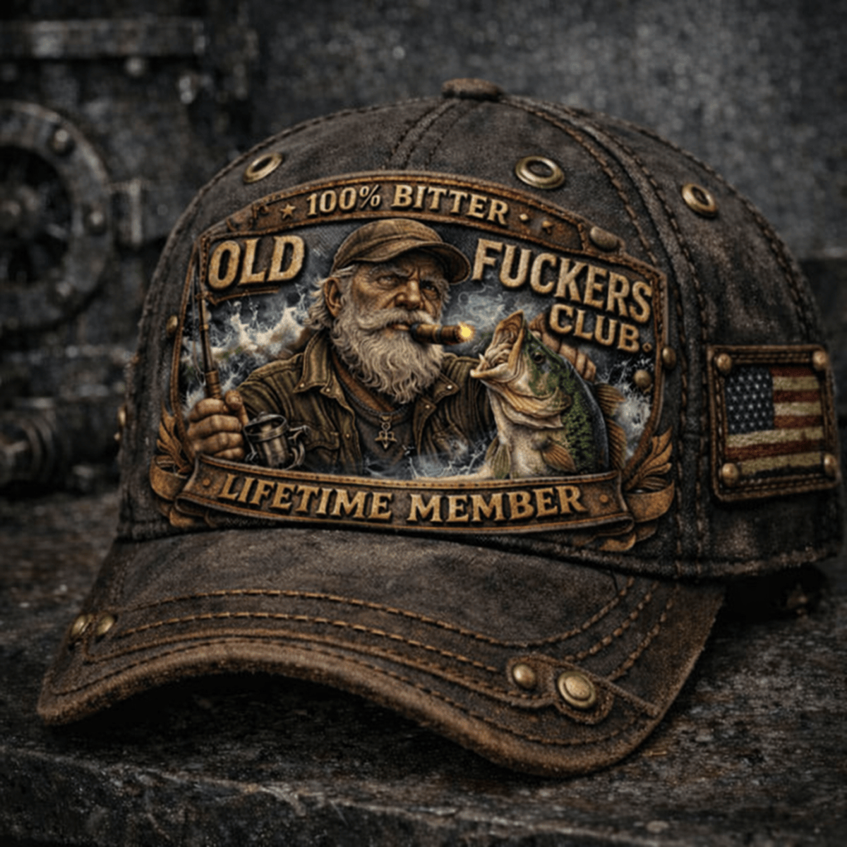 Personalized Name Old Fuckers Club Printed Hat, Fishing Cap, Lifetime Member Vintage Style Hat, Funny Fisherman Gift For Men