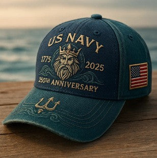 US Navy 1775-2025 250th Anniversary Hat, Navy Anchor Emblem Cap, Veteran Gift