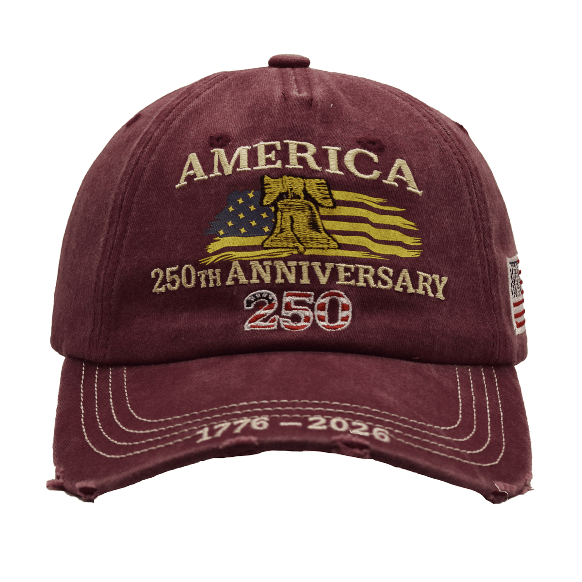America 250th Anniversary 1776-2026 Hat, USA Flag Liberty Bell Cap, Distressed Printed Patriotic Baseball Hat