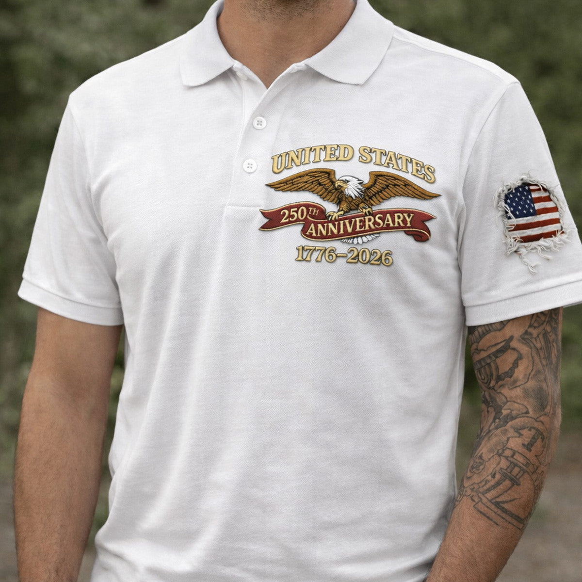 United States 250th Anniversary Eagle Printed Polo Shirt Patriotic USA Flag Shirt Independence Day 1776-2026 Gift