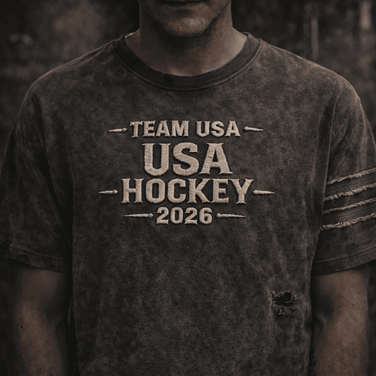 Team USA Hockey 2026 Printed T-Shirt, USA Hockey Fan Shirt, Vintage USA Hockey Tee, Patriotic USA Sports Shirt Gift