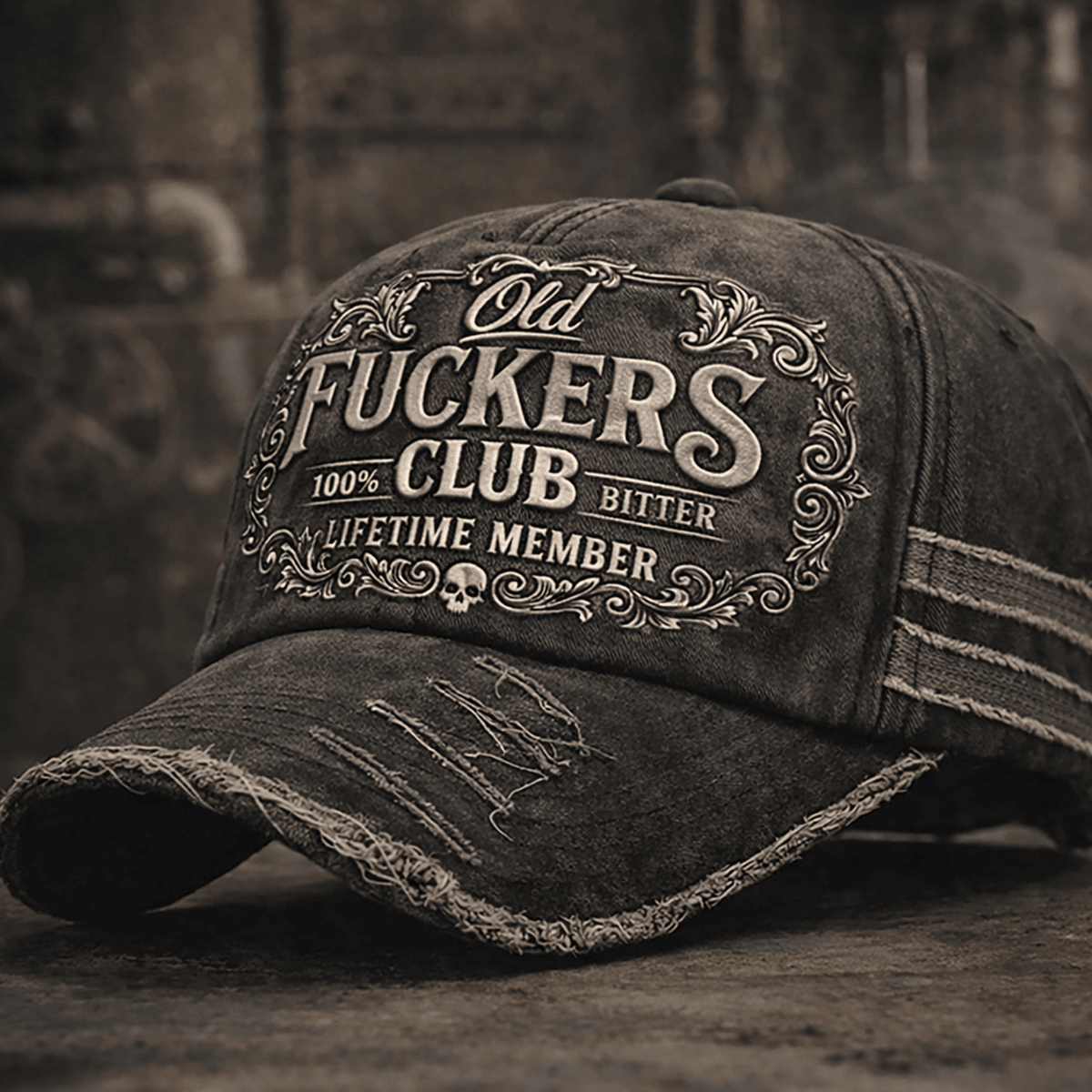 Old Fckers Club Vintage Humor Printed Cap Funny Sarcastic Quote Hat Lifetime Member Graphic Hat Birthday Gift for Dad Grandpa