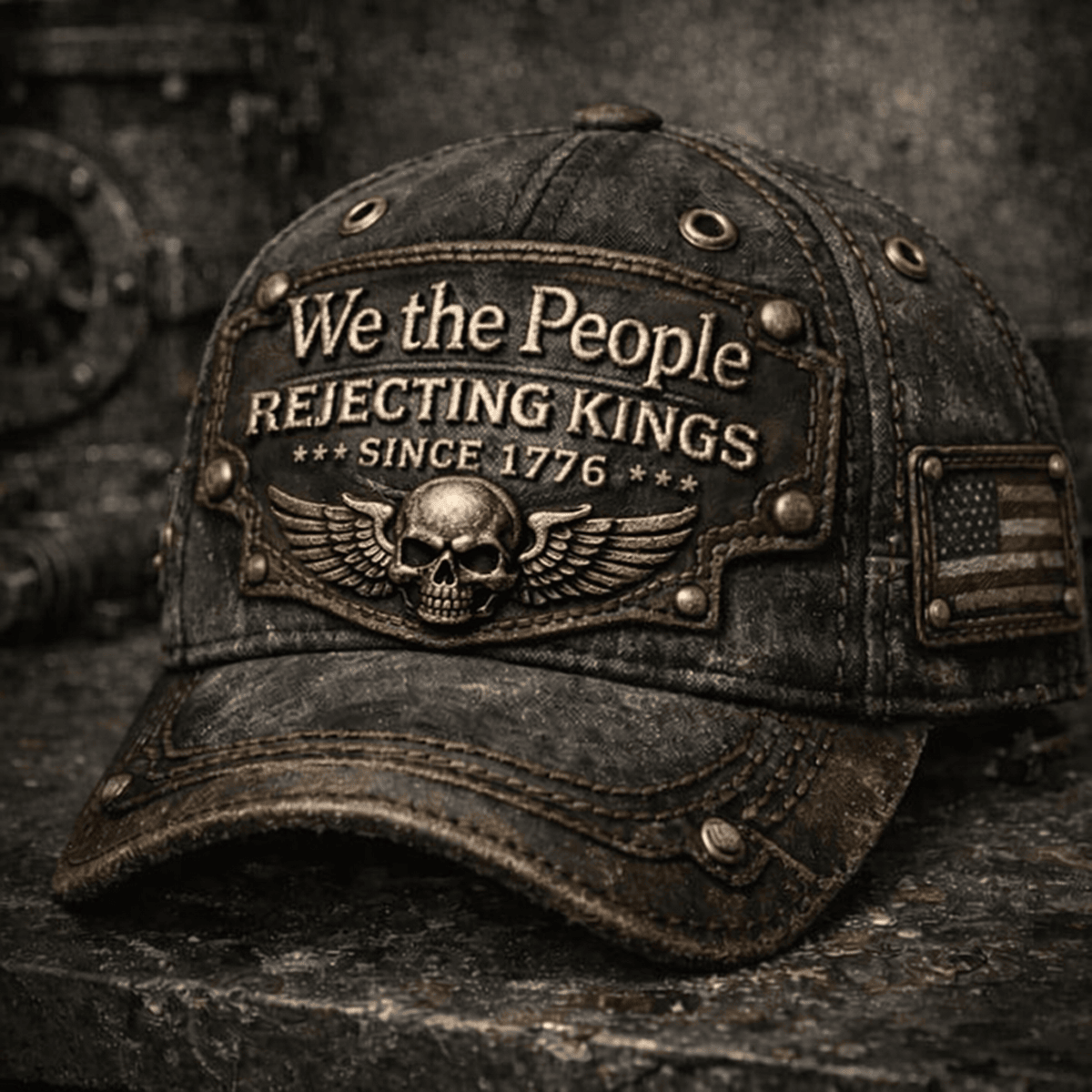 We The People Rejecting Kings Printed Hat, Patriotic Vintage Cap, Funny Gift for Dad, Father’s Day USA Freedom Style Hat